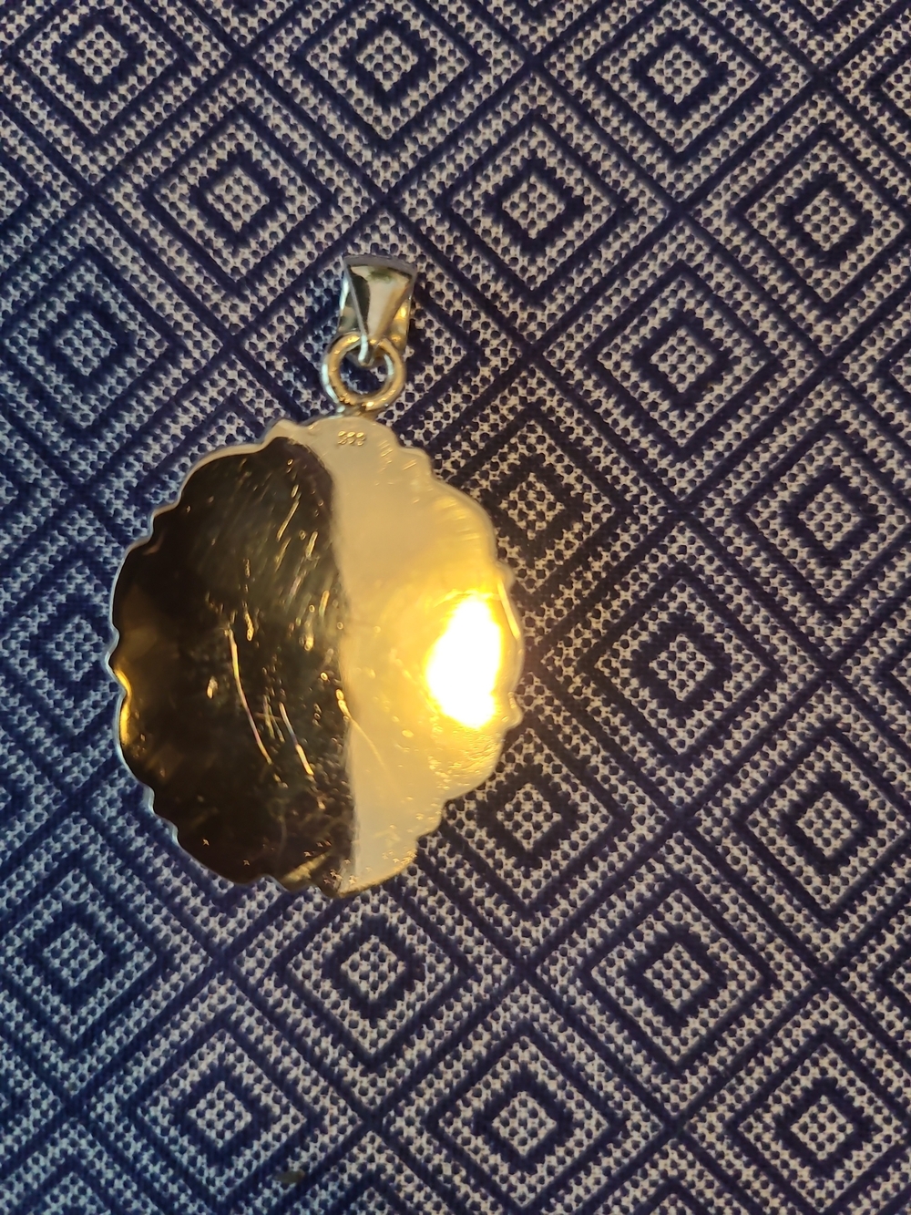 Turquoise and Silver Oval Pendant - Turquoise Accent - Picture 2 of 5